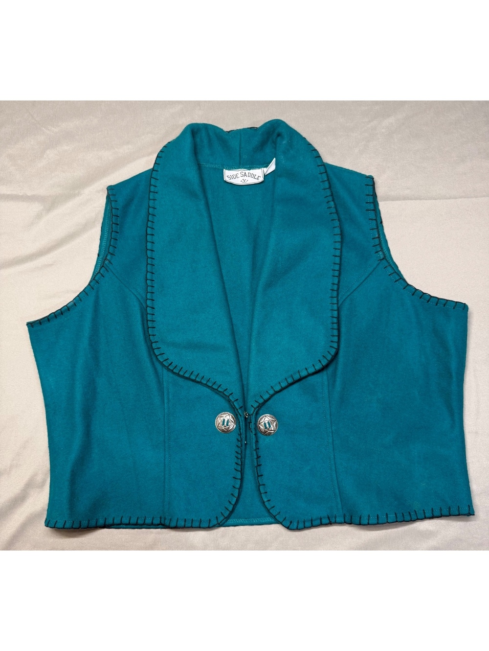 Vintage Sage Sadie Reversible Wool Vest with Button Closure